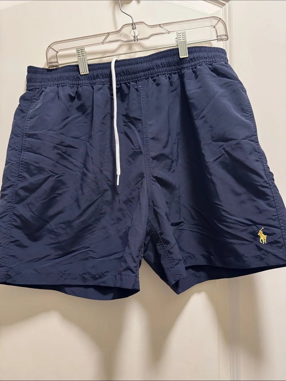Polo by Ralph Lauren Navy Blue Swim Trunks with Yellow Pony Men L
